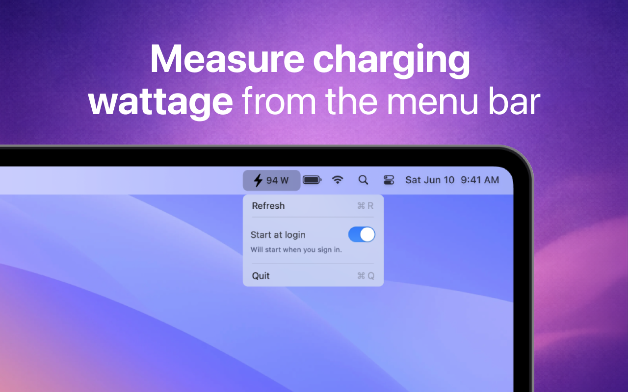 Watt The Plug shown in the MacBook menu bar